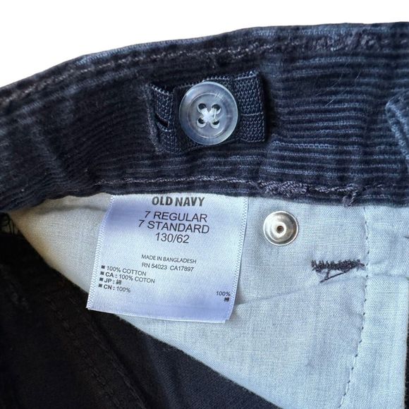 Old Navy Corduroy Boys Pants Size 7 Reg Slim Straight Dark Blue Adjustable Waist - Picture 4 of 5